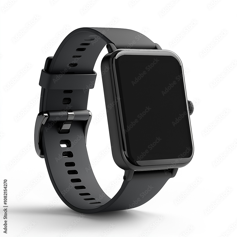 This sleek smartwatch features a black strap and an elegant, minimalist design appealing to modern tech enthusiasts This sleek smartwatch features a black strap and an elegant, minimalist design appealing to modern tech enthusiasts