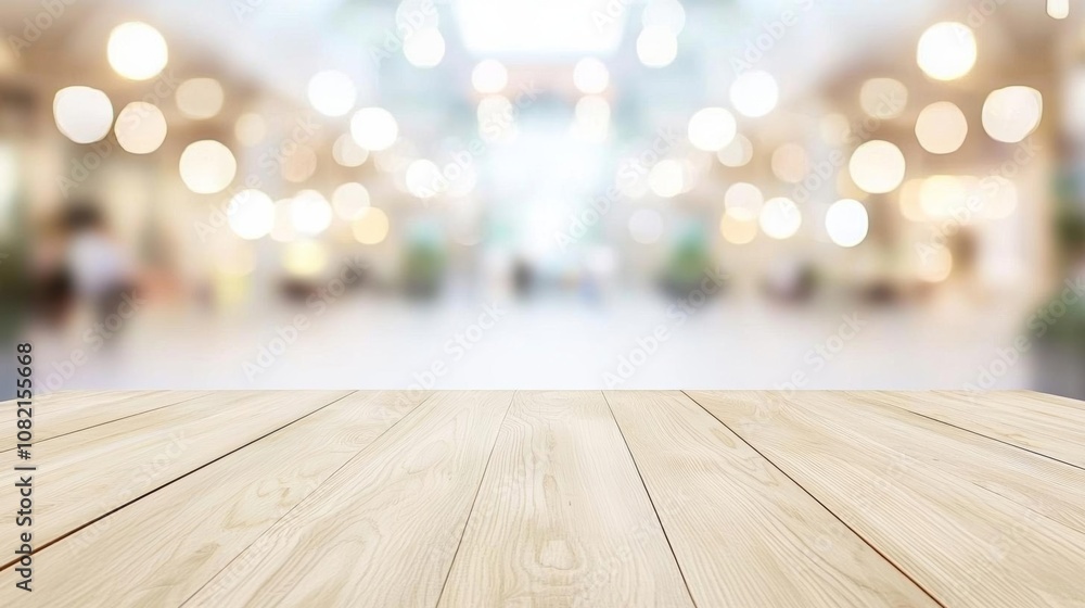 Empty wood table top and blur glass window wall in office building space interior background - can used for display or montage your products Empty wood table top and blur glass window wall in office building space interior background - can used for display or montage your products