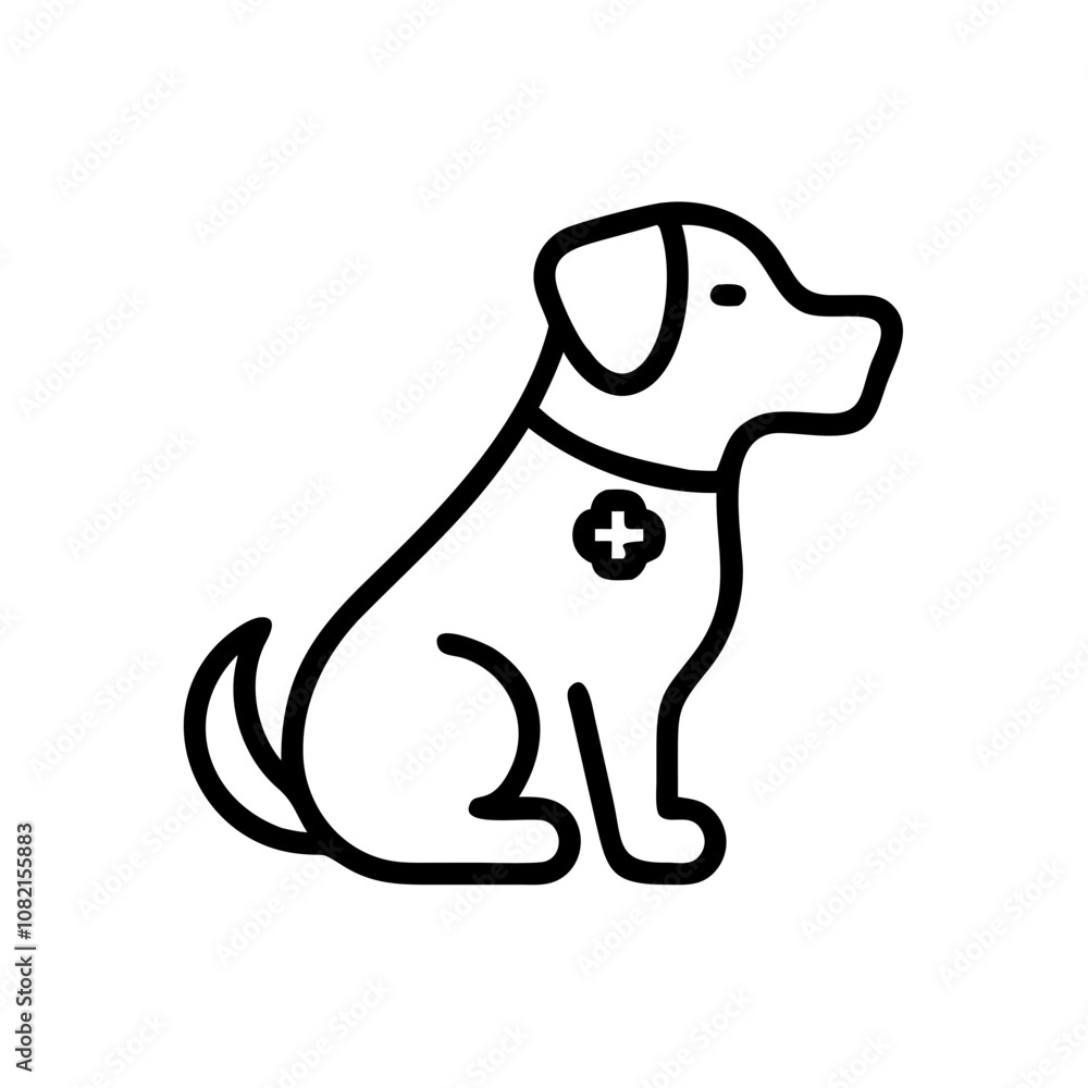 Obraz premium Therapy dog icon representing a trained canine companion for emotional support