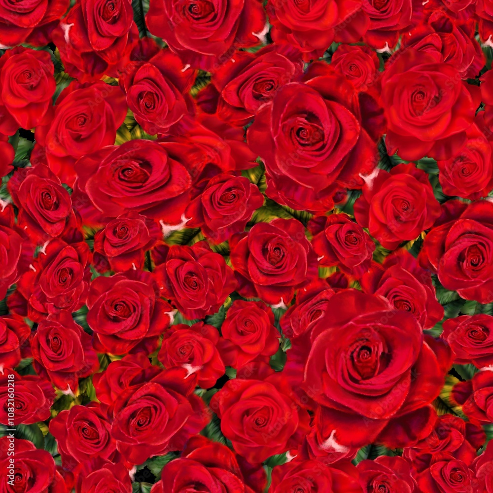 Fototapeta premium Seamless pattern bouquet of red roses