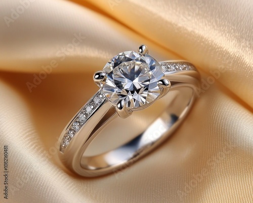 Close-up of a stunning solitaire engagement ring, sparkling with brilliance, reflecting the joyous expressions and profound togetherness of a loving couple's commitment A symbol of eternal love, this photo