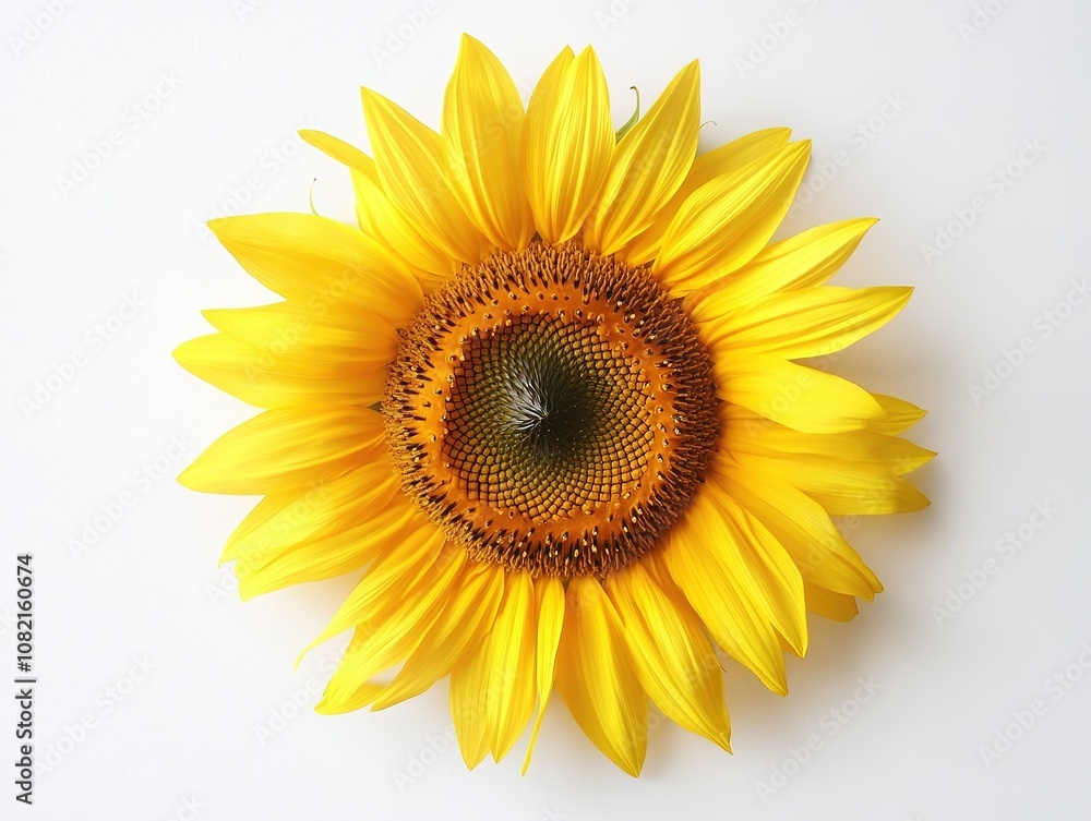 Bright sunflower close-up on white background. Bright sunflower close-up on white background.