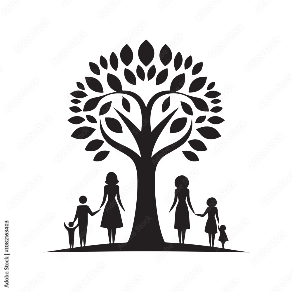 Tree with Man Silhouette Vector Illustrations – Perfect for Nature-Inspired Designs Tree with Man Silhouette Vector Illustrations – Perfect for Nature-Inspired Designs