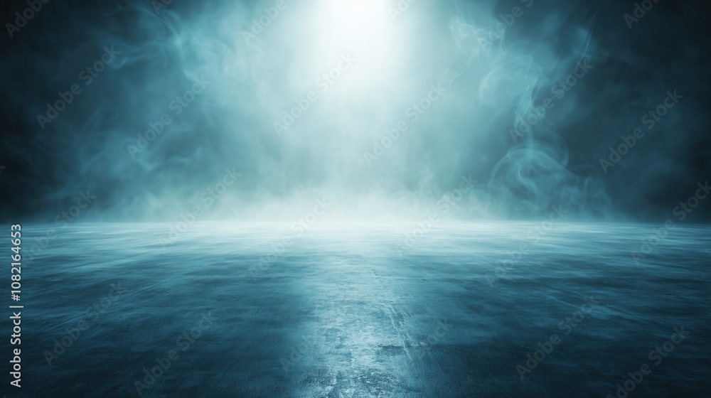 Abstract misty environment with teal lighting Abstract misty environment with teal lighting