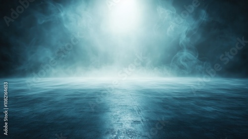 Abstract misty environment with teal lighting