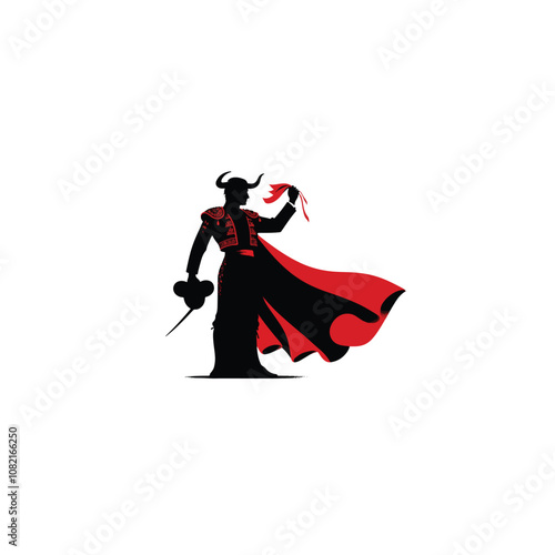 Bullfighting Silhouettes with Bull and Matador