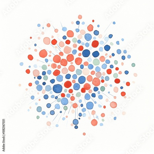 Colorful abstract dot pattern white background.