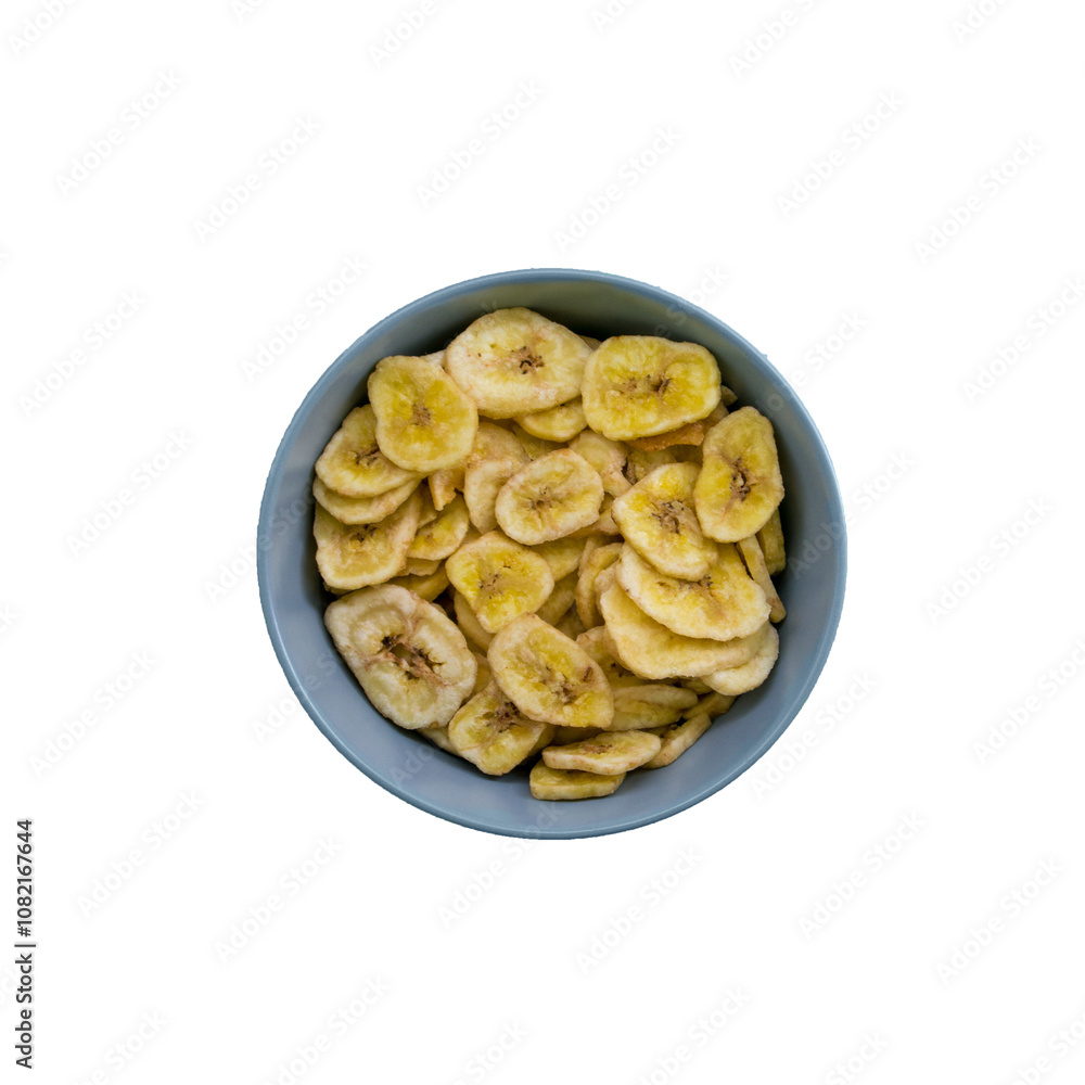 bowl of banana chip dried sweet crunchy snack bowl of banana chip dried sweet crunchy snack
