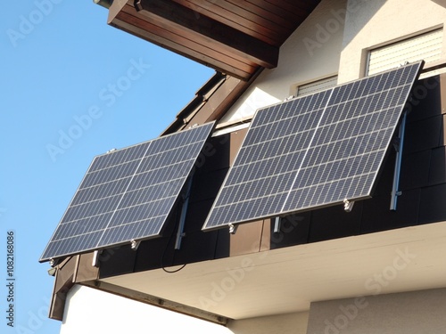 Balcony power plant on a balcony under the roof