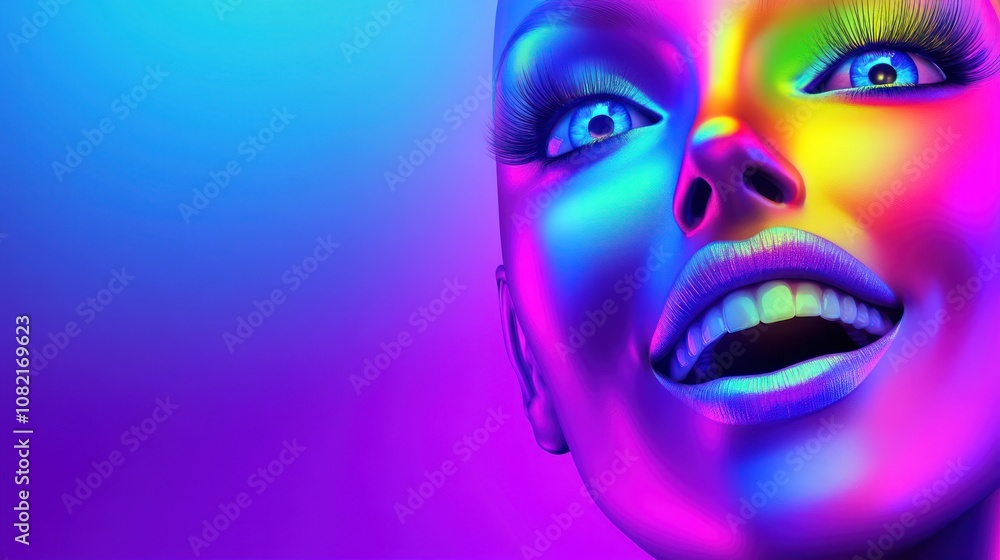 Vibrant, colorful abstract face with a joyful expression. Vibrant, colorful abstract face with a joyful expression.