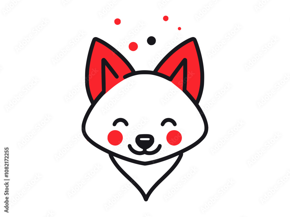 Cute fox face with red details Cute fox face with red details