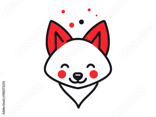 Cute fox face with red details