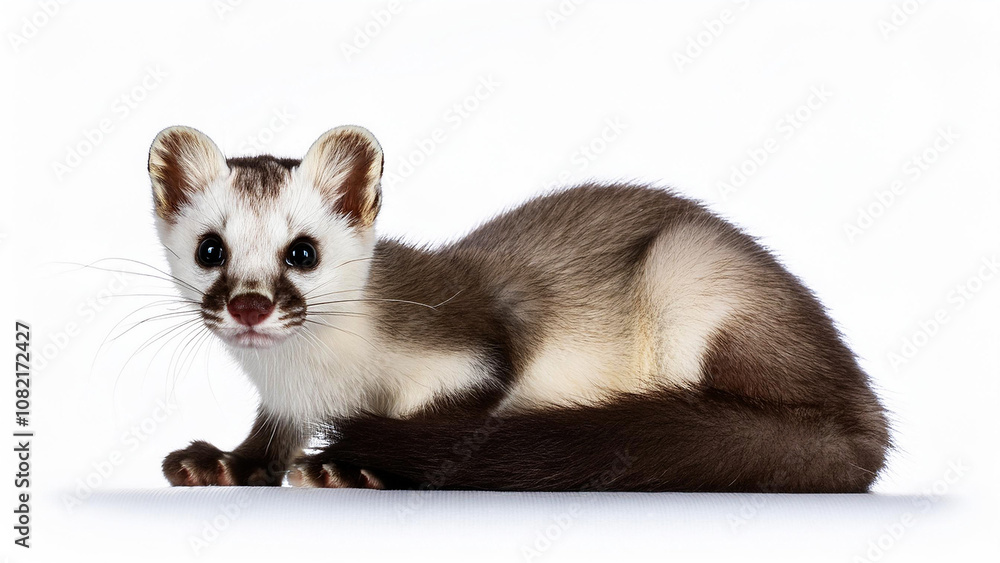 Ermine lying down, isolated on white background. Ermine lying down, isolated on white background.