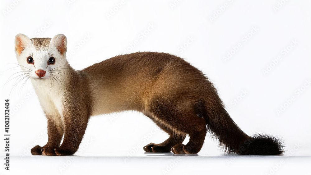 Standing ermine isolated on white background. Standing ermine isolated on white background.
