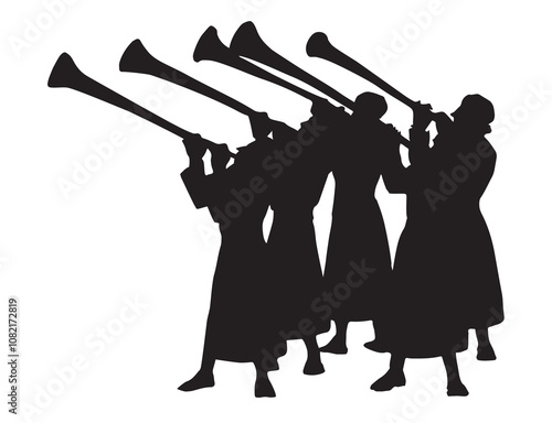 Vector drawing. People bowing befor king
