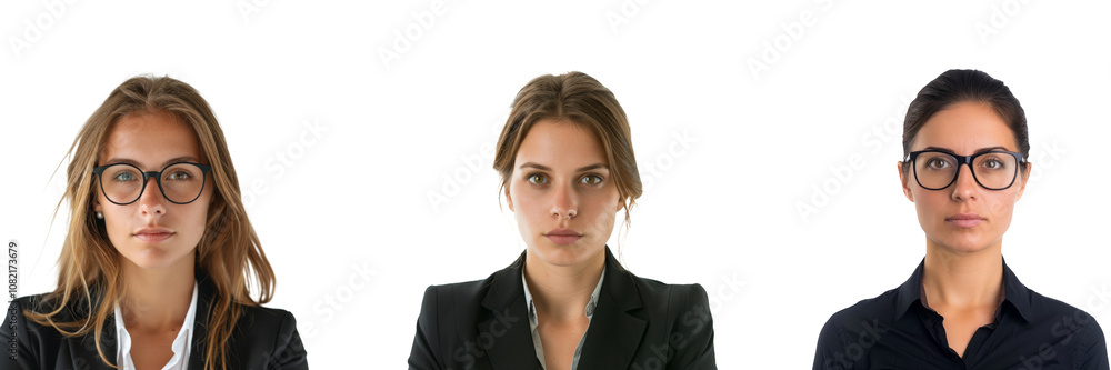 Confident Woman Set in a Black Suit Posing Against on Isolated Background Confident Woman Set in a Black Suit Posing Against on Isolated Background