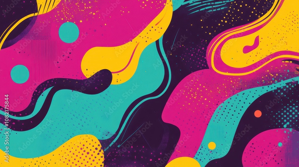 Sharp vector lines outlining neon forms with glowing effects on a fluid backdrop Sharp vector lines outlining neon forms with glowing effects on a fluid backdrop