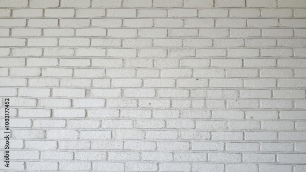 Fototapeta premium Rough and aged white brick wall with grunge texture, building, decayed