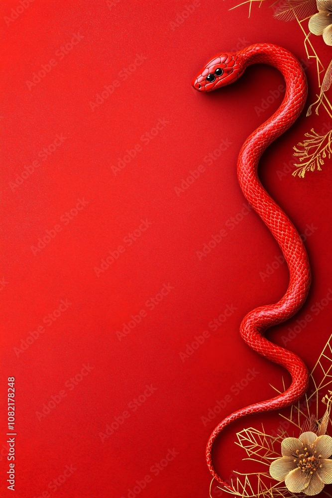 Chinese New Year 2025 Story Template with Red Snake and Golden Patterns Chinese New Year 2025 Story Template with Red Snake and Golden Patterns