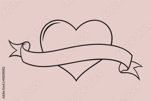 A heart with a banner, gray and black, on pink backdrop, creates a romantic feel. Love and sensitivity themes are highlighted.