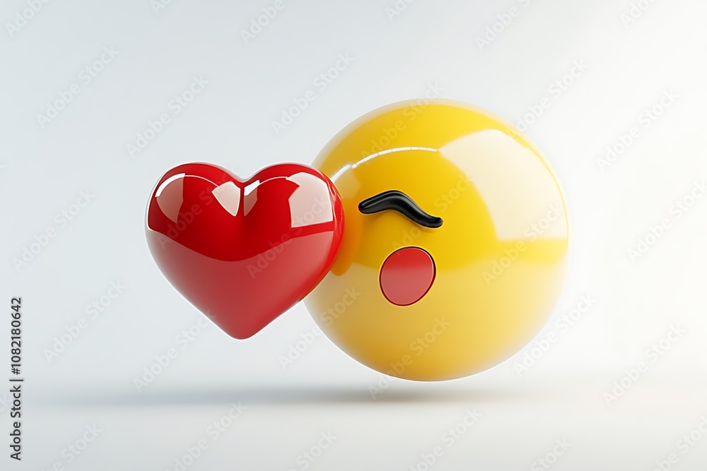 3D Style Emoji Blowing a Kiss with Heart, Smooth Expression isolated on transparent. PNG. 3D Style Emoji Blowing a Kiss with Heart, Smooth Expression isolated on transparent. PNG.