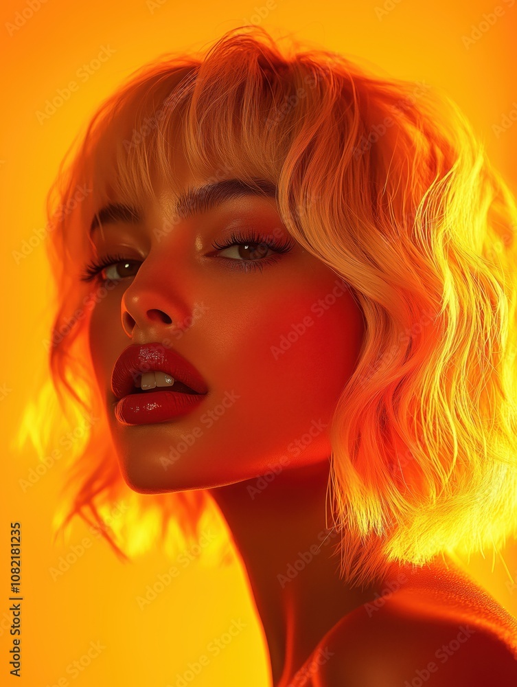 A model with stunning blonde wavey hair, vibrant background A model with stunning blonde wavey hair, vibrant background