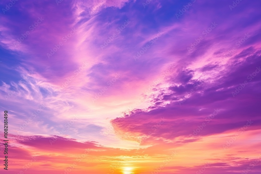 Sunset sky ablaze with vibrant oranges pinks and purples clouds Sunset sky ablaze with vibrant oranges pinks and purples clouds