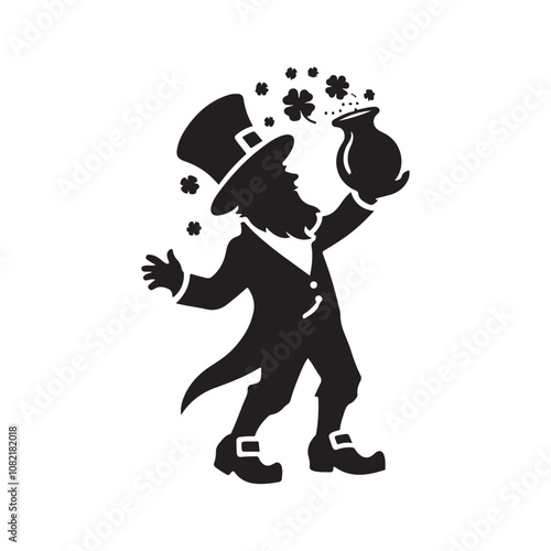 Leprechauns Silhouette Vector Illustrations for St. Patrick's Day Designs