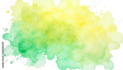 Watercolor Abstract Flowing Green and Yellow Liquid Ink with Dynamic Fluid Motion