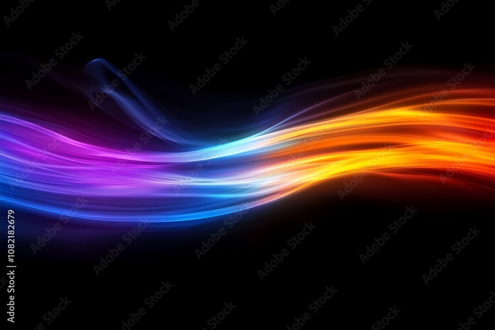 abstract light trail effect on a black background, Generative AI abstract light trail effect on a black background, Generative AI
