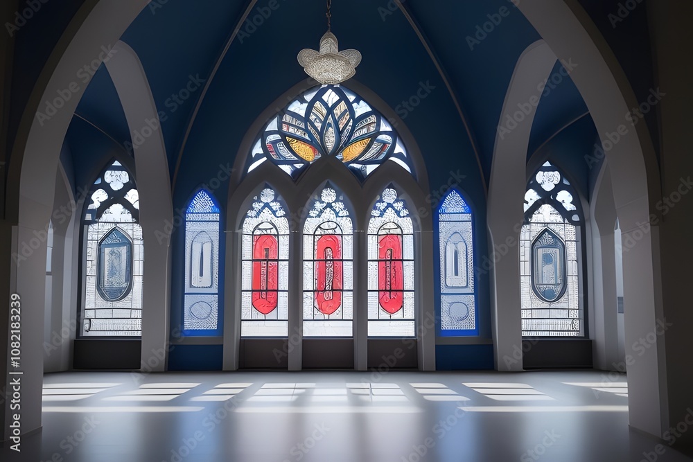 Obraz premium ia generated. stained glass window. stained glass window in church