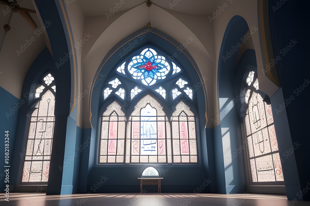 Obraz premium ia generated. stained glass window. stained glass window in church