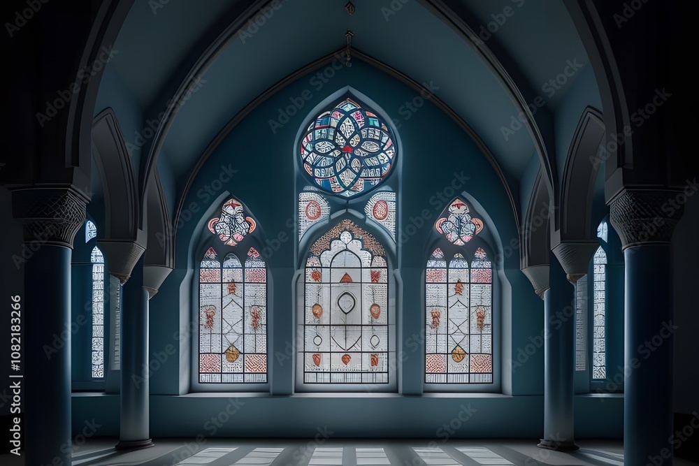 ia generated. stained glass window. stained glass window in church ia generated. stained glass window. stained glass window in church