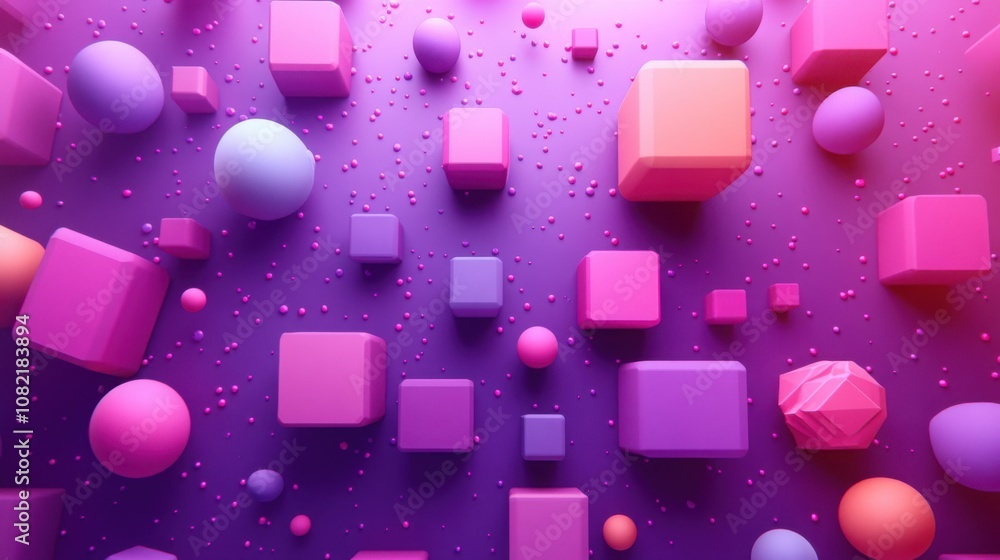 This image features various 3D geometric shapes, including cubes and spheres, floating in a vibrant purple background. It embodies a creative and modern design. This image features various 3D geometric shapes, including cubes and spheres, floating in a vibrant purple background. It embodies a creative and modern design.