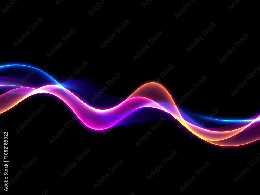 Colorful flowing waves with vibrant hues on a black background creating an abstract visual experience Colorful flowing waves with vibrant hues on a black background creating an abstract visual experience