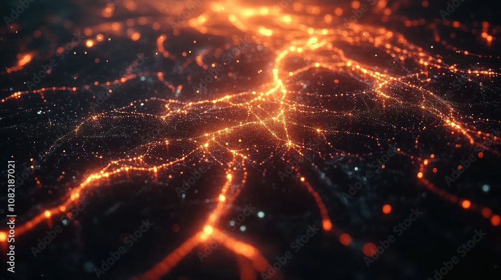 Abstract glowing orange veins in a dark background. Abstract glowing orange veins in a dark background.