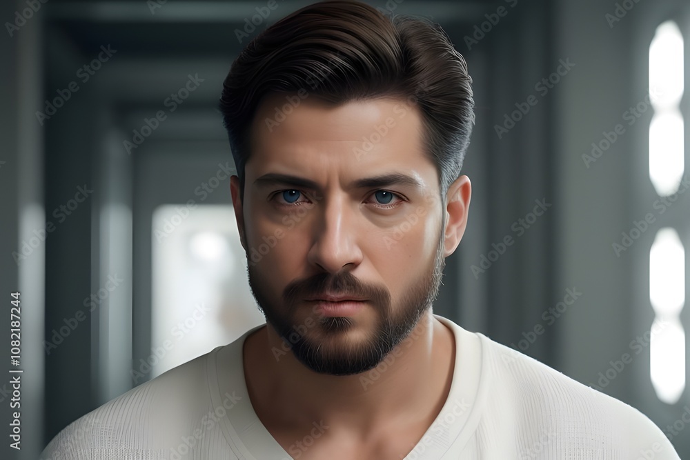 ia generated. look of a man man looking straight ahead. portrait of a man. portrait of a person. ia generated. look of a man man looking straight ahead. portrait of a man. portrait of a person.