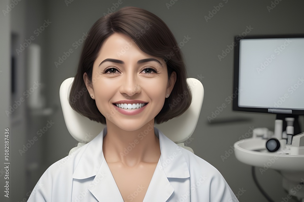 ia generated. dentist holding a patient. close up of a person with a smile ia generated. dentist holding a patient. close up of a person with a smile