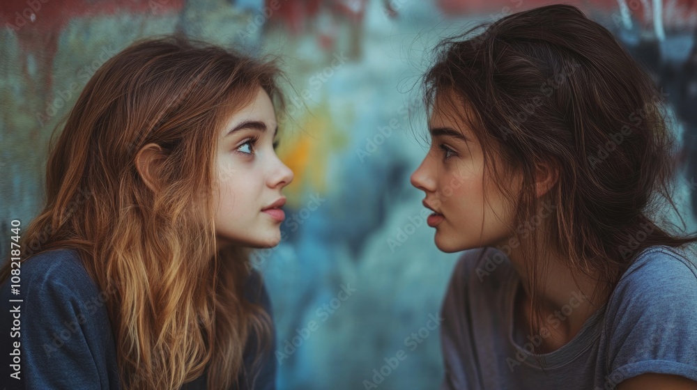 Empathetic conversation between two young women Empathetic conversation between two young women