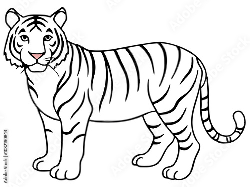 Majestic Tiger Line Art