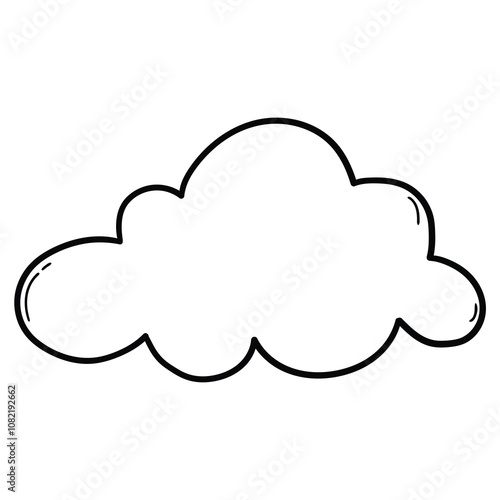 Hand drawn cartoon cloud on a white background.