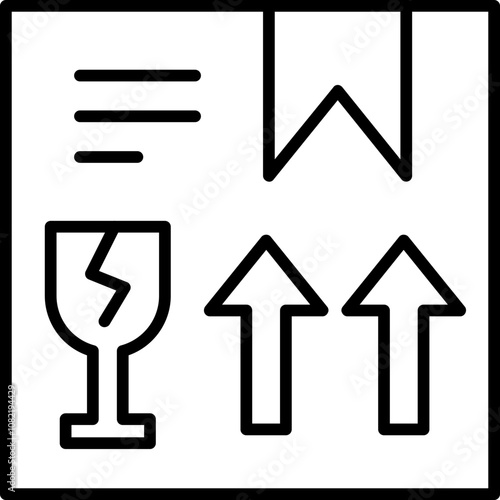 Shipping Box with Fragile Symbol Icon