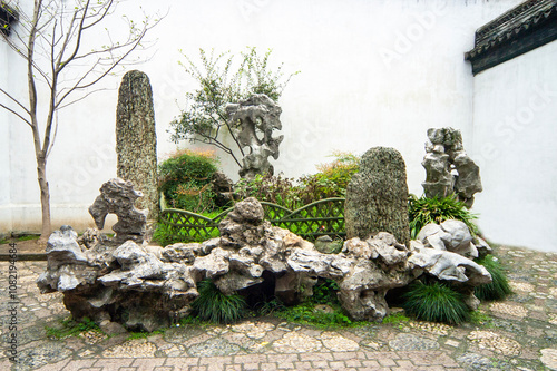 Photography Rockery in the back garden of a traditional Chinese house