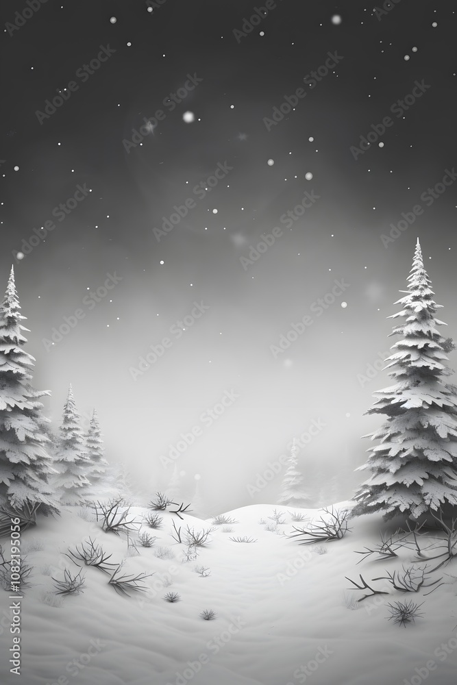 Obraz premium Grayscale minimalistic Christmas scene with empty areas AI generated illustration