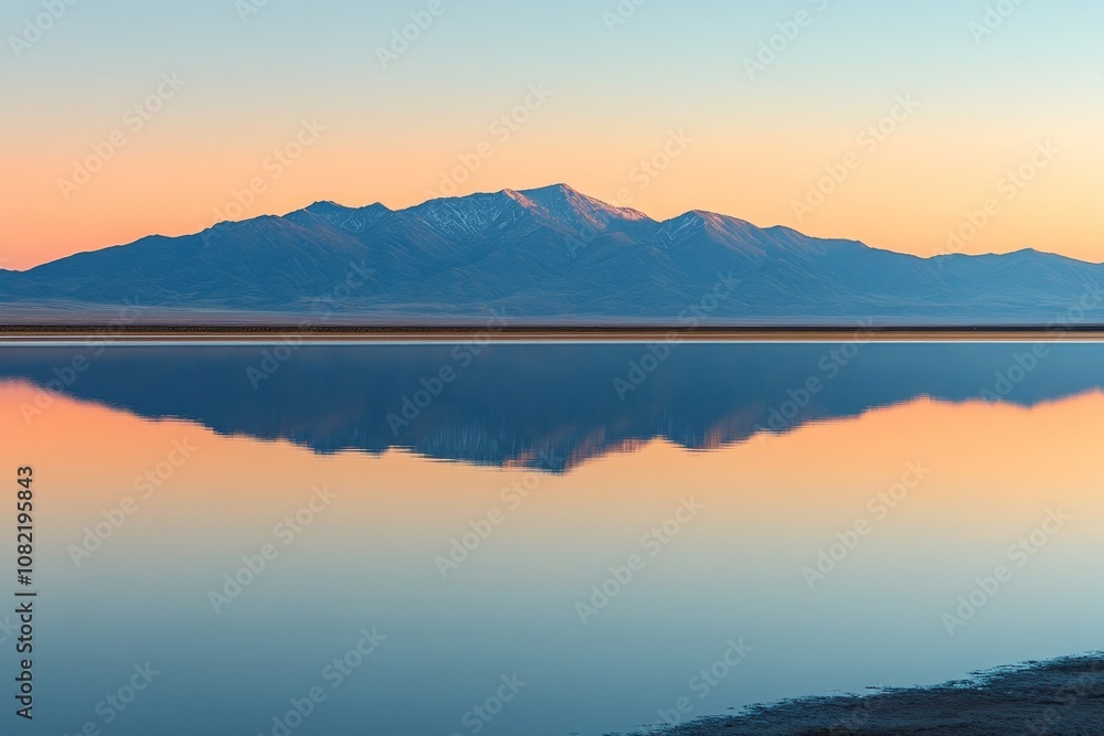 lake with mountains reflecting on its surface at sunrise, Generative AI lake with mountains reflecting on its surface at sunrise, Generative AI