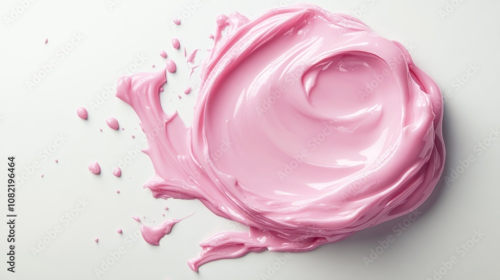 Pink cosmetic cream spread on a white background Pink cosmetic cream spread on a white background