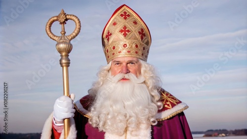 Traditional saint nick with bishop attire and festive atmosphere