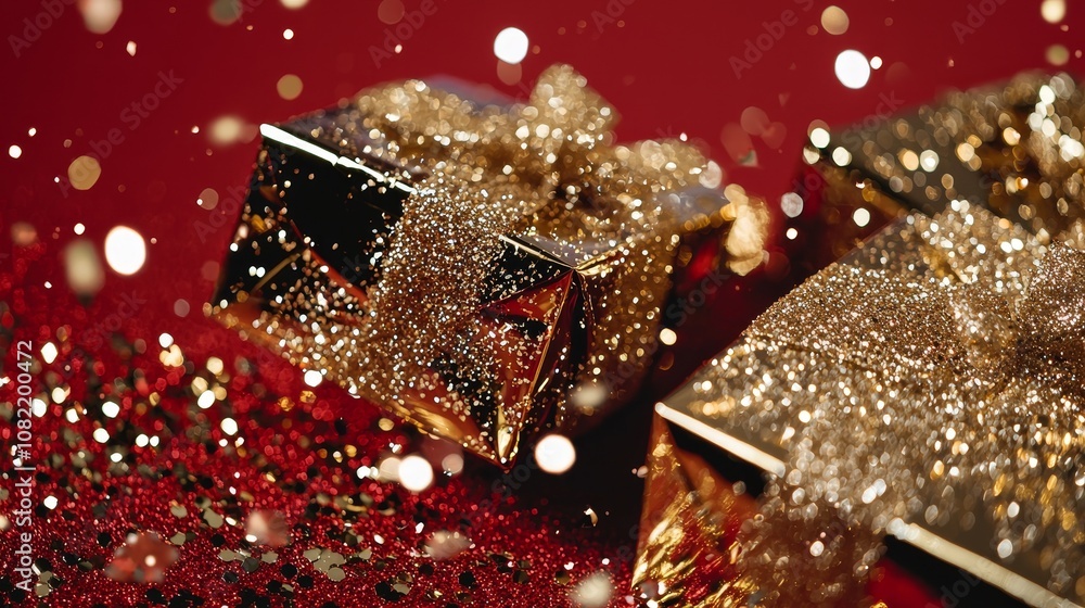 This is a rood background with gift casings for the holiday season with brilliantly lit decals with room for an invitation or festive design This is a rood background with gift casings for the holiday season with brilliantly lit decals with room for an invitation or festive design