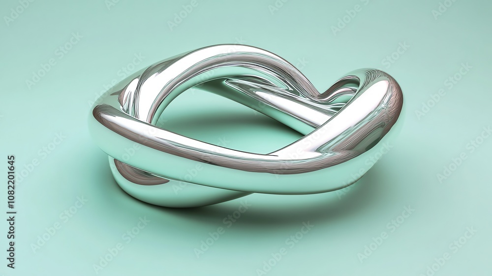 A shiny, silver abstract shape with a smooth, flowing form. A shiny, silver abstract shape with a smooth, flowing form.