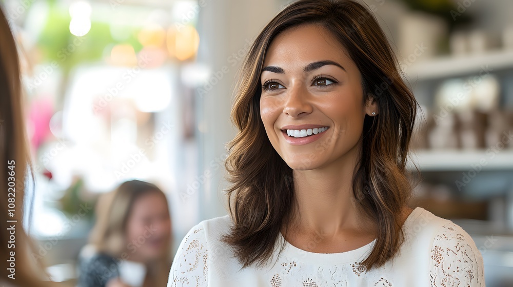 Woman Entrepreneur Engaging with Customers in Her Own Coffee Shop Woman Entrepreneur Engaging with Customers in Her Own Coffee Shop